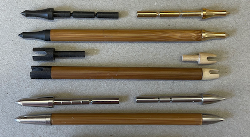 Selection of tang points, nocks and bamboo shafts